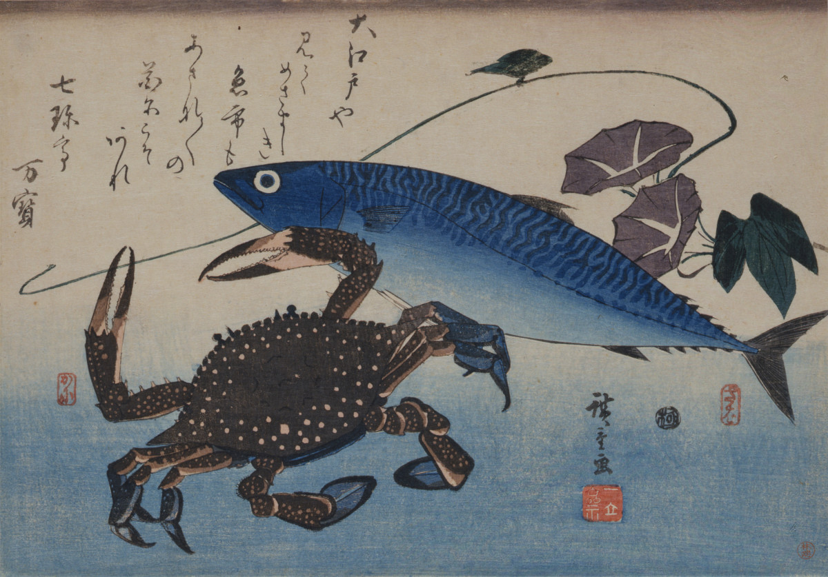 魚づくし・さば、かに　出展：ColBase（https://colbase.nich.go.jp/collection_items/tnm/A-10569-3073?locale=ja）